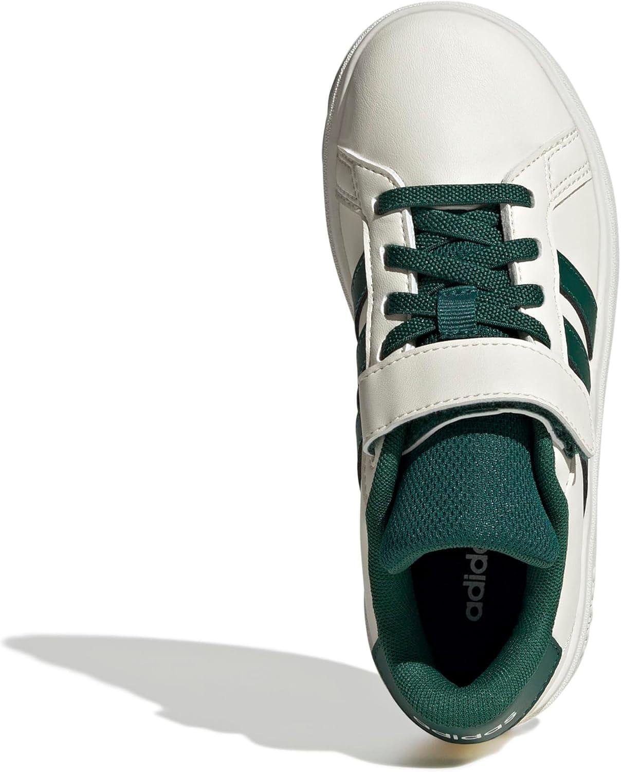 image:imageAdidas UnisexChild Grand Court 20 Elastic Lace amp Strap DiscOff WhiteCollegiate GreenBlack
