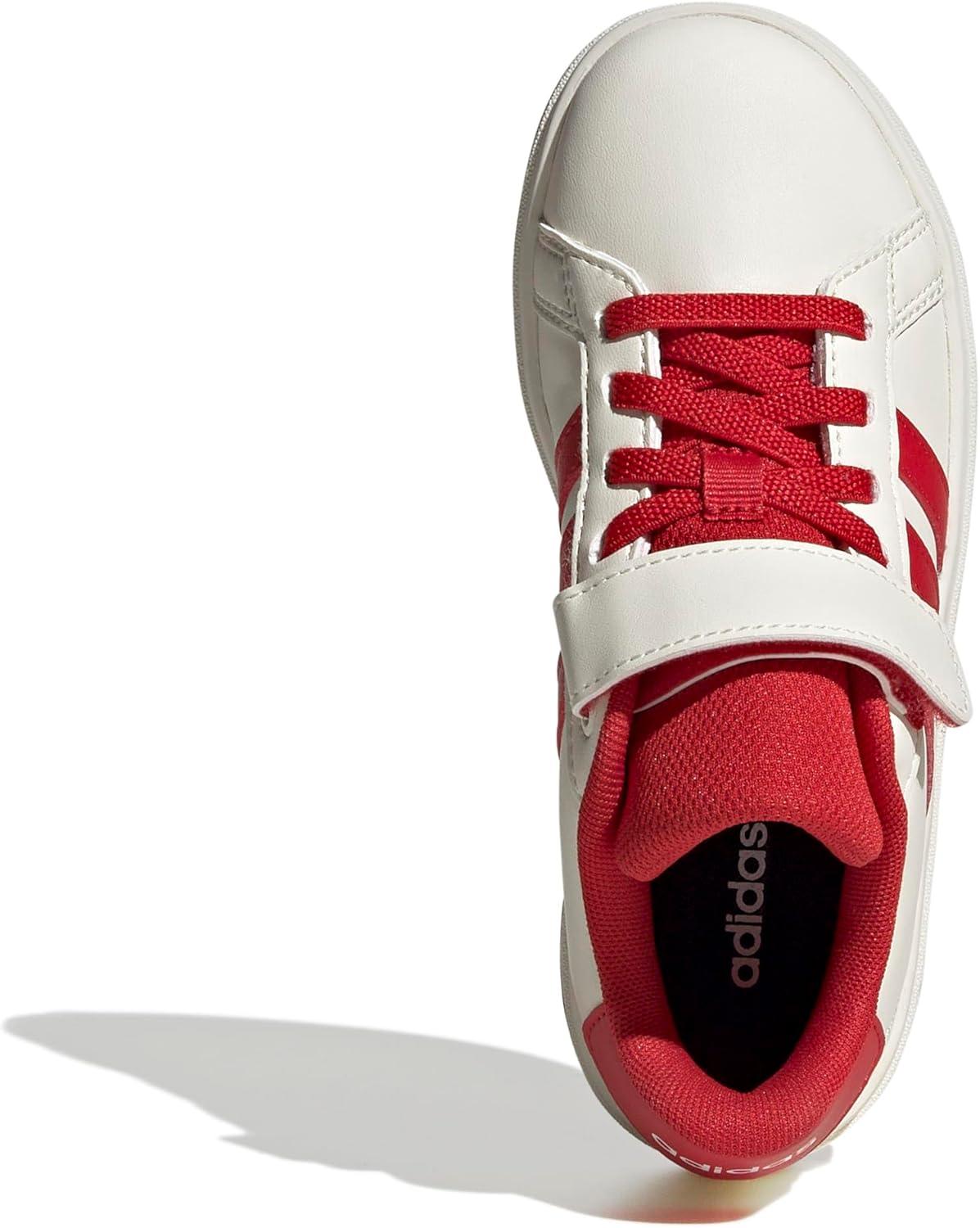 image:imageAdidas UnisexChild Grand Court 20 Elastic Lace amp Strap DiscOff WhiteCollegiate RedBlack
