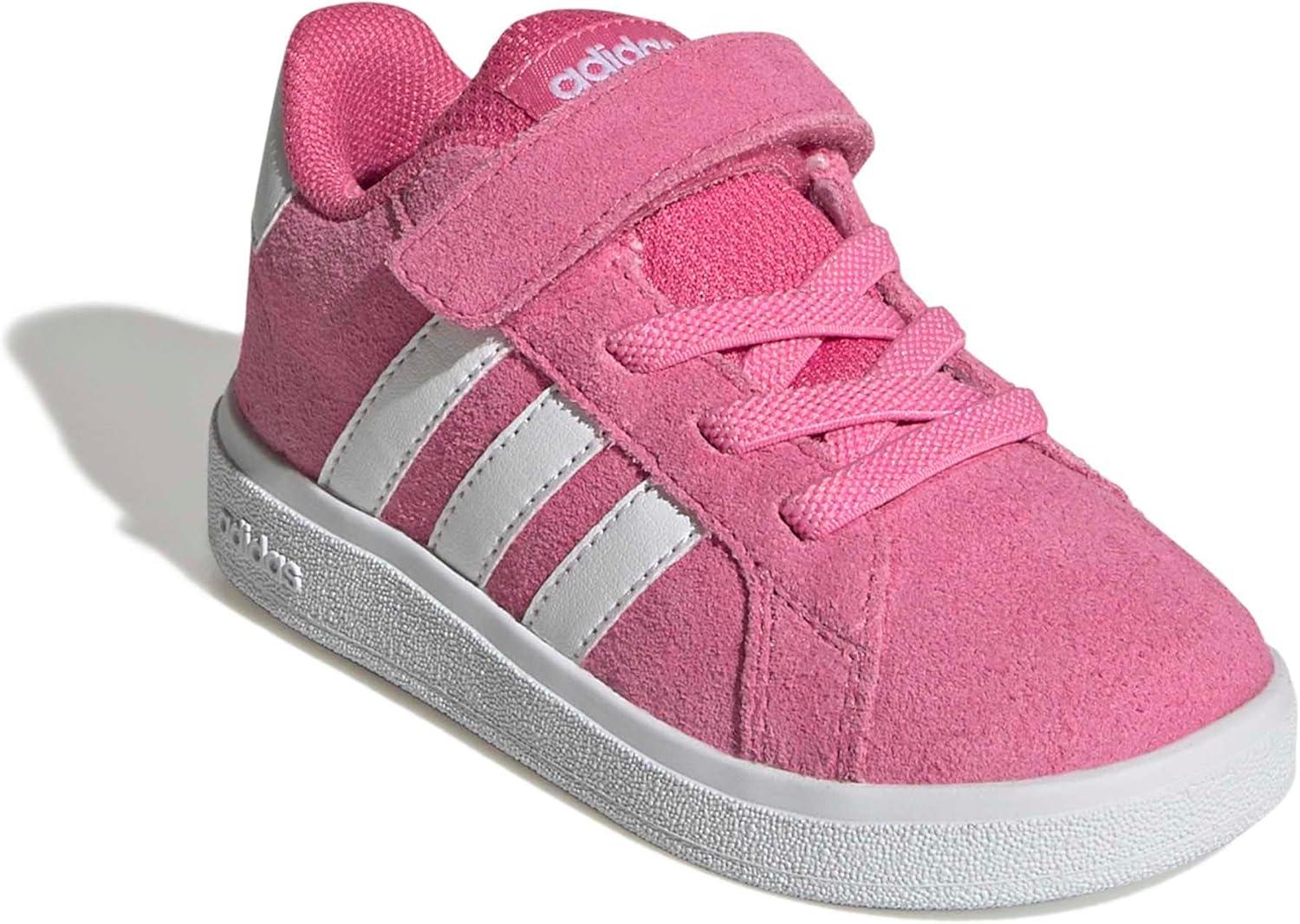 image:imageAdidas UnisexChild Grand Court 20 Elastic Lace amp Strap DiscPink FusionWhiteWhite