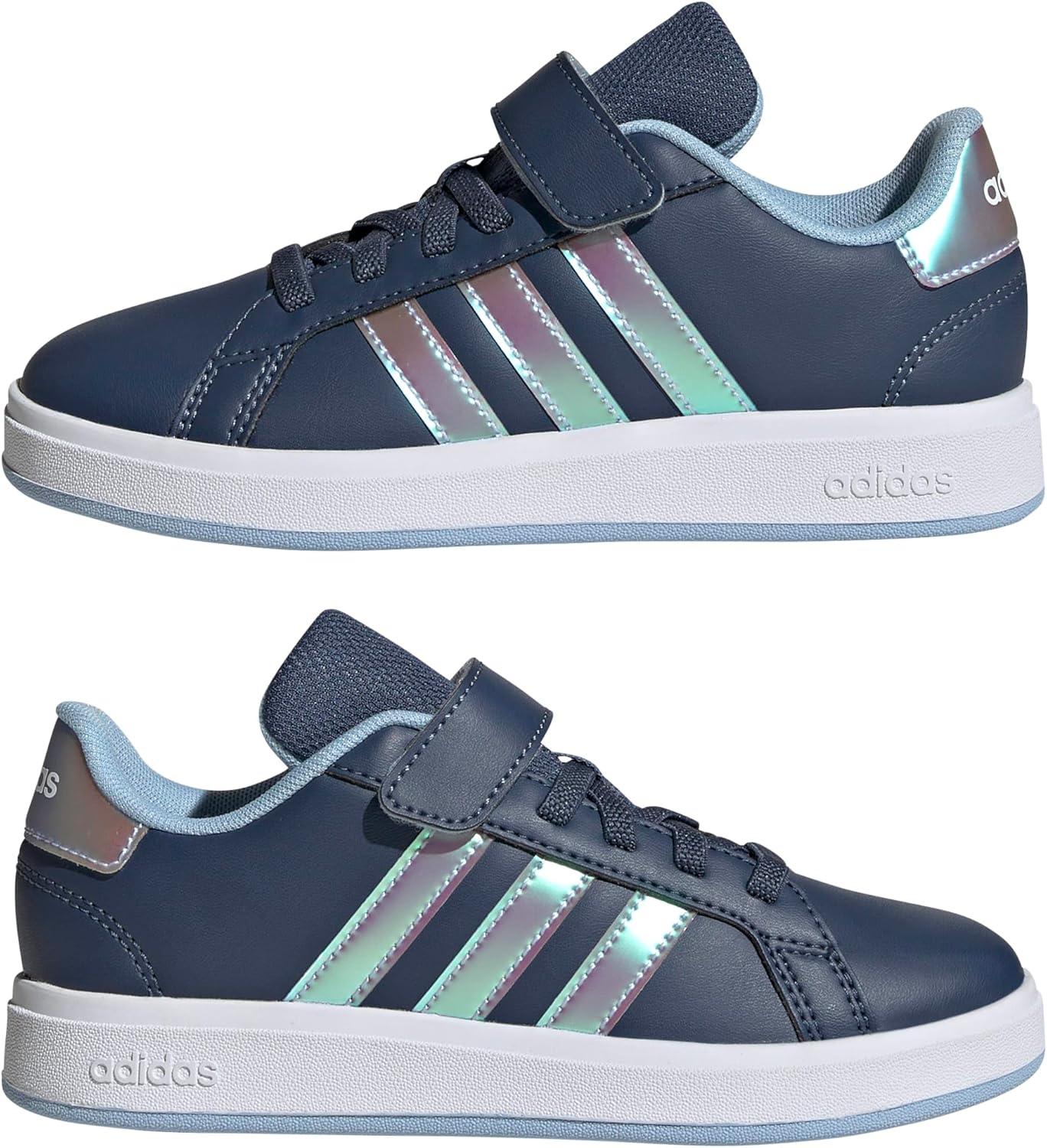 image:imageAdidas UnisexChild Grand Court 20 Elastic Lace amp Strap DiscPreloved InkIridescentClear Sky