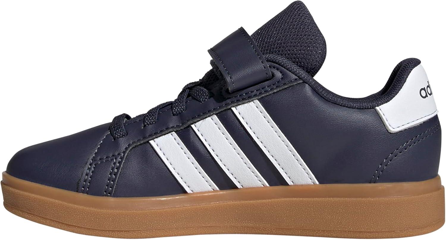 image:imageAdidas UnisexChild Grand Court 20 Elastic Lace amp Strap DiscShadow NavyWhiteGum