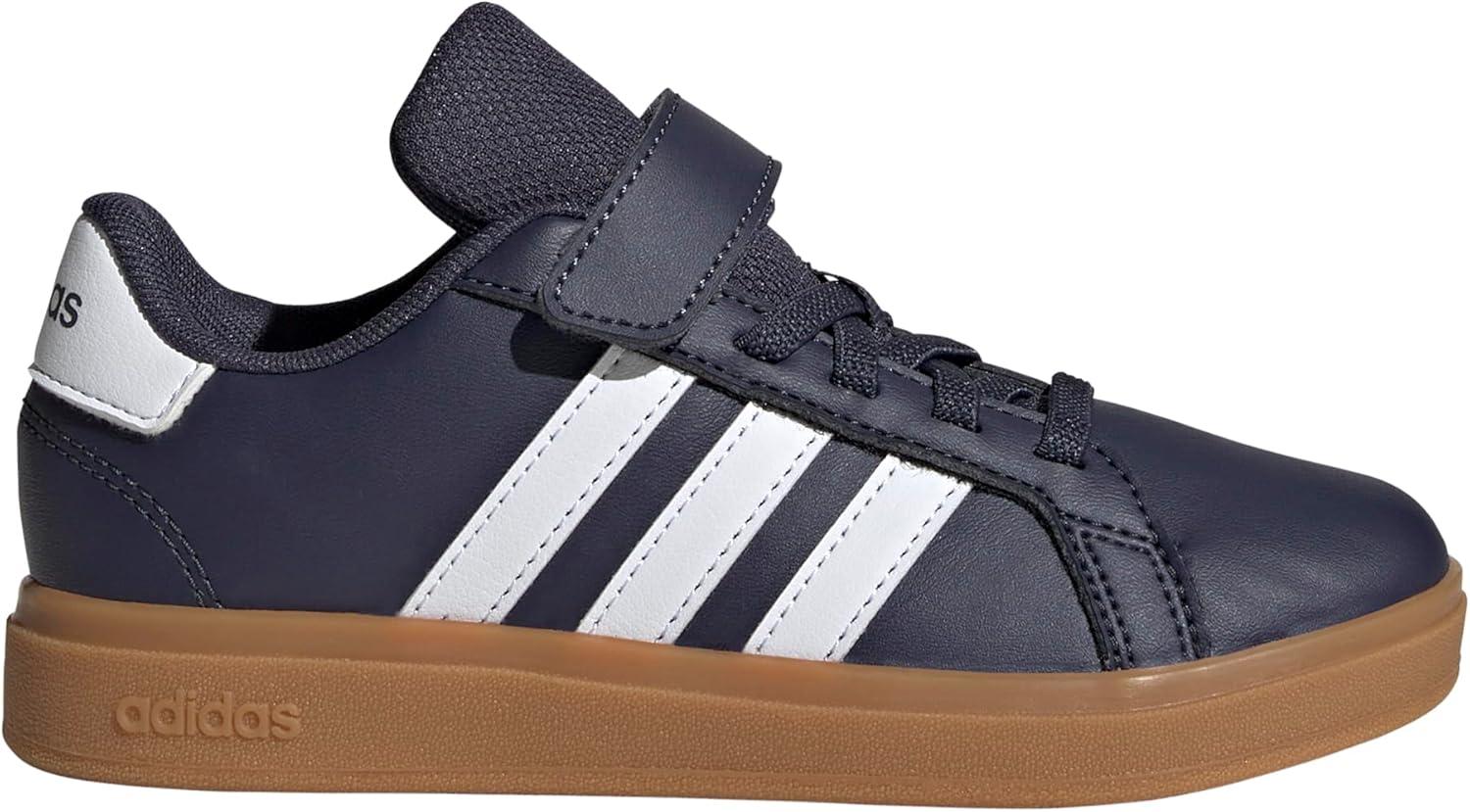image:imageAdidas UnisexChild Grand Court 20 Elastic Lace amp Strap DiscShadow NavyWhiteGum