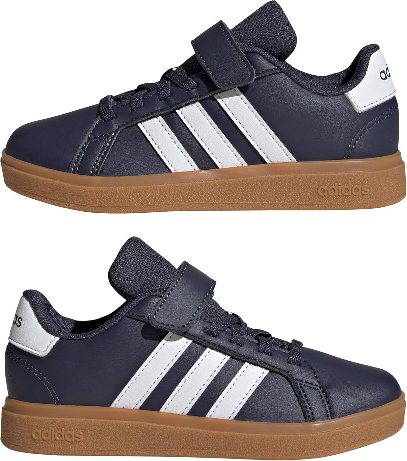 image:imageAdidas UnisexChild Grand Court 20 Elastic Lace amp Strap DiscShadow NavyWhiteGum