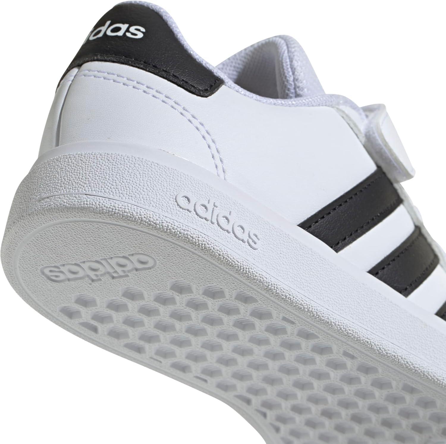 image:imageAdidas UnisexChild Grand Court 20 Elastic Lace amp Strap DiscWhiteBlackWhite