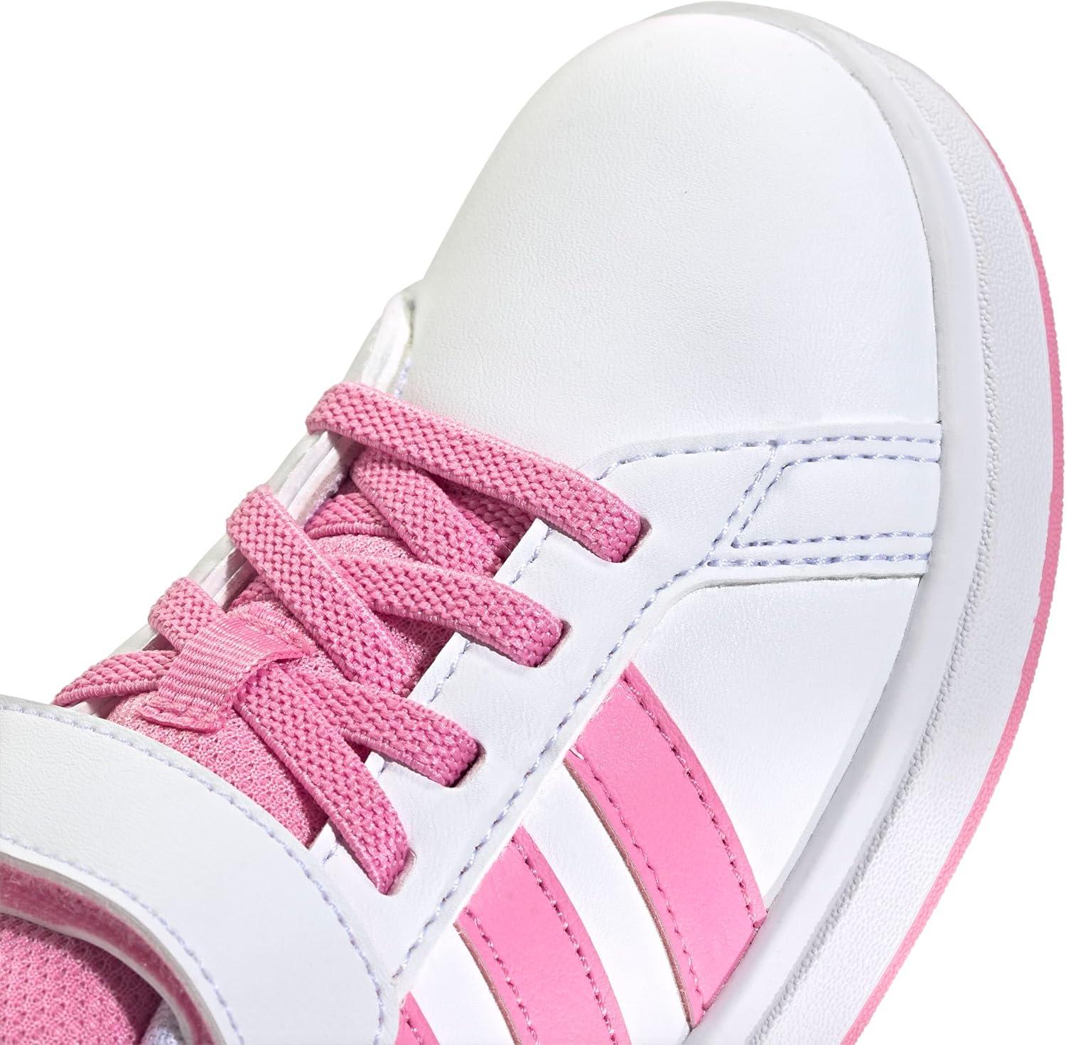 image:imageAdidas UnisexChild Grand Court 20 Elastic Lace amp Strap DiscWhiteBliss PinkBlack