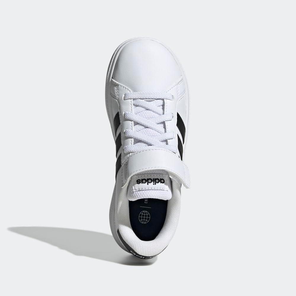 image:imageAdidas UnisexChild Grand Court 20 Elastic Lace amp Strap DiscWhiteCore BlackCore Black