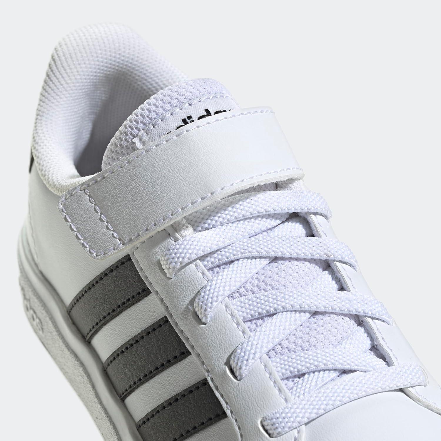 image:imageAdidas UnisexChild Grand Court 20 Elastic Lace amp Strap DiscWhiteCore BlackCore Black