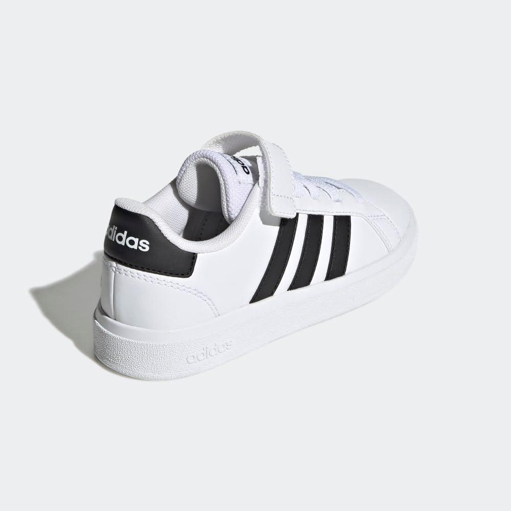image:imageAdidas UnisexChild Grand Court 20 Elastic Lace amp Strap DiscWhiteCore BlackCore Black