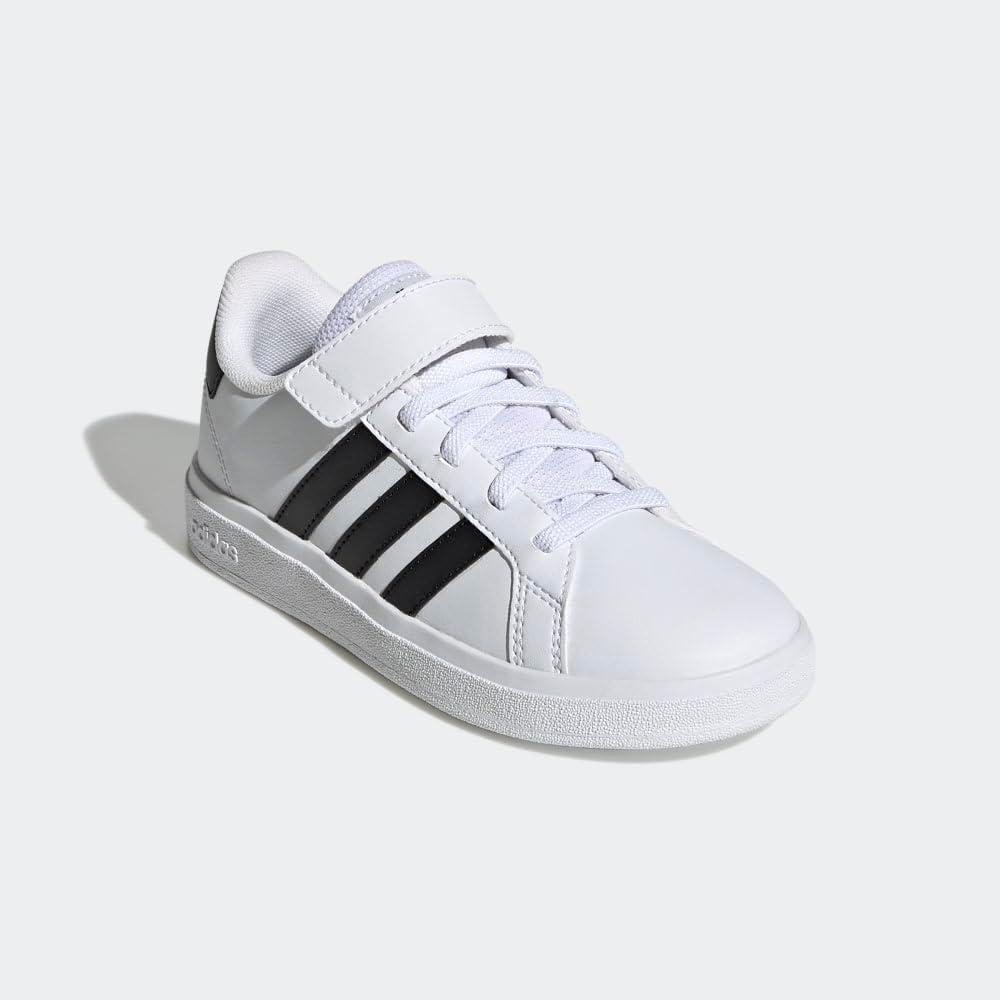 image:imageAdidas UnisexChild Grand Court 20 Elastic Lace amp Strap DiscWhiteCore BlackCore Black