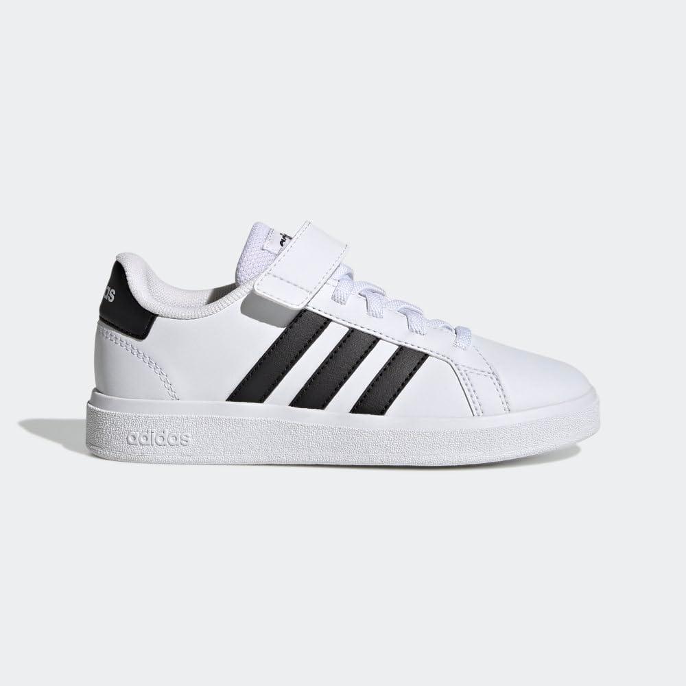 image:imageAdidas UnisexChild Grand Court 20 Elastic Lace amp Strap DiscWhiteCore BlackCore Black