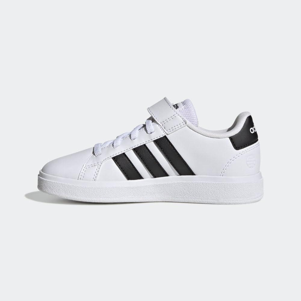 image:imageAdidas UnisexChild Grand Court 20 Elastic Lace amp Strap DiscWhiteCore BlackCore Black