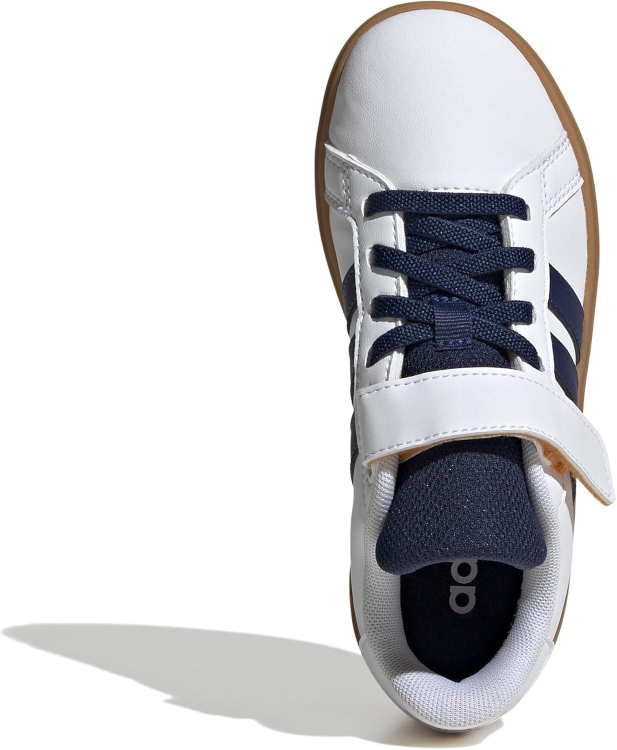 image:imageAdidas UnisexChild Grand Court 20 Elastic Lace amp Strap DiscWhiteDark BlueGum