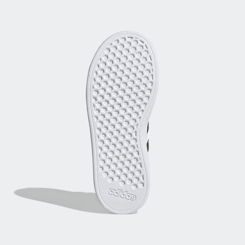image:imageAdidas UnisexChild Grand Court 20 Elastic Lace amp Strap DiscWhiteGreen OxideTeam Royal Blue