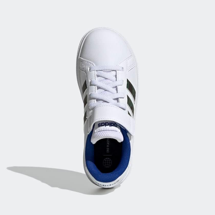 image:imageAdidas UnisexChild Grand Court 20 Elastic Lace amp Strap DiscWhiteGreen OxideTeam Royal Blue