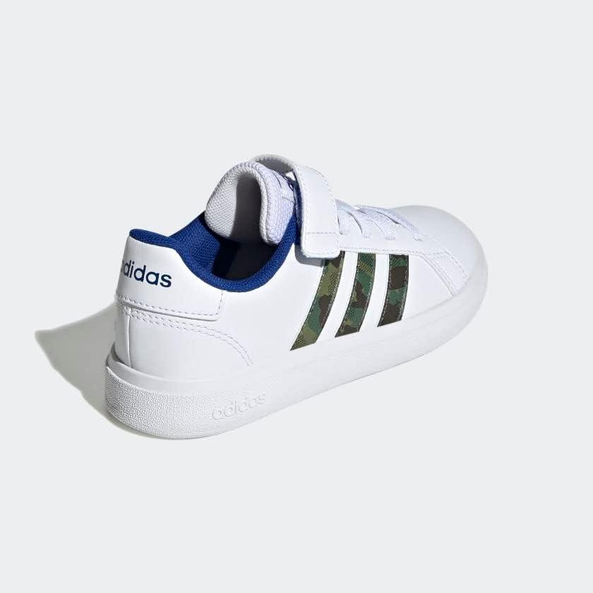 image:imageAdidas UnisexChild Grand Court 20 Elastic Lace amp Strap DiscWhiteGreen OxideTeam Royal Blue