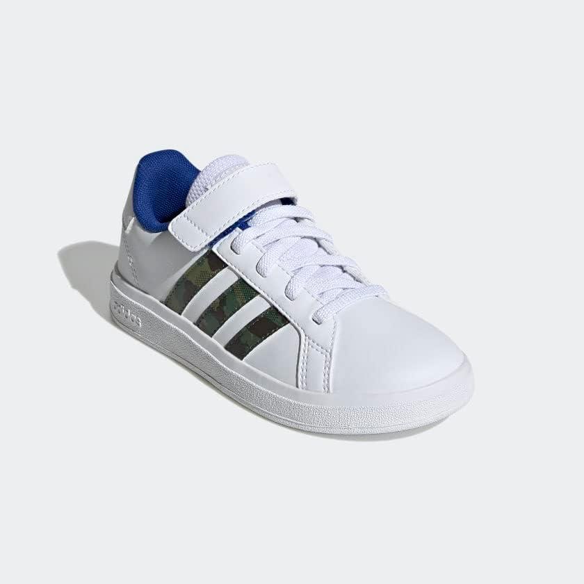 image:imageAdidas UnisexChild Grand Court 20 Elastic Lace amp Strap DiscWhiteGreen OxideTeam Royal Blue