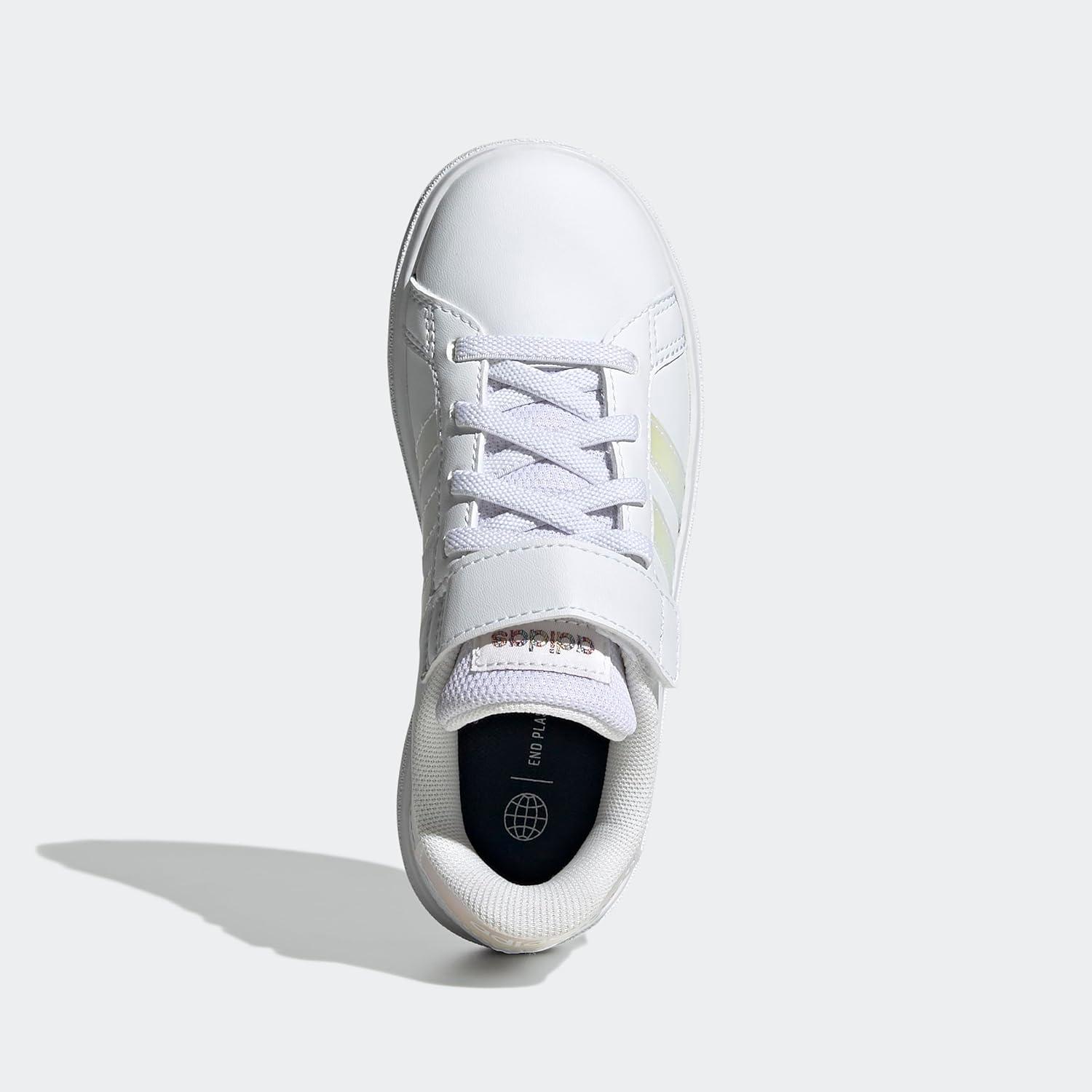 image:imageAdidas UnisexChild Grand Court 20 Elastic Lace amp Strap DiscWhiteIridescentWhite