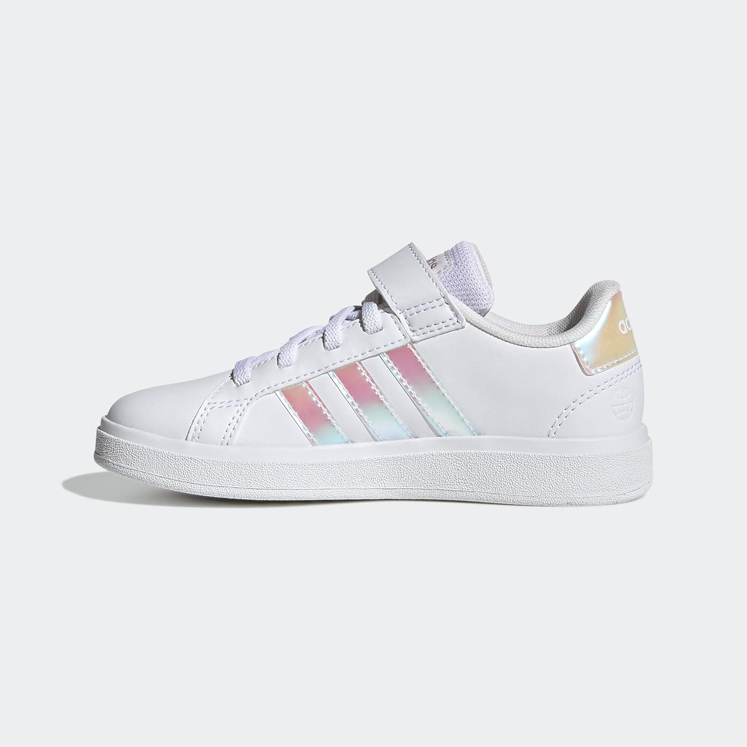 image:imageAdidas UnisexChild Grand Court 20 Elastic Lace amp Strap DiscWhiteIridescentWhite