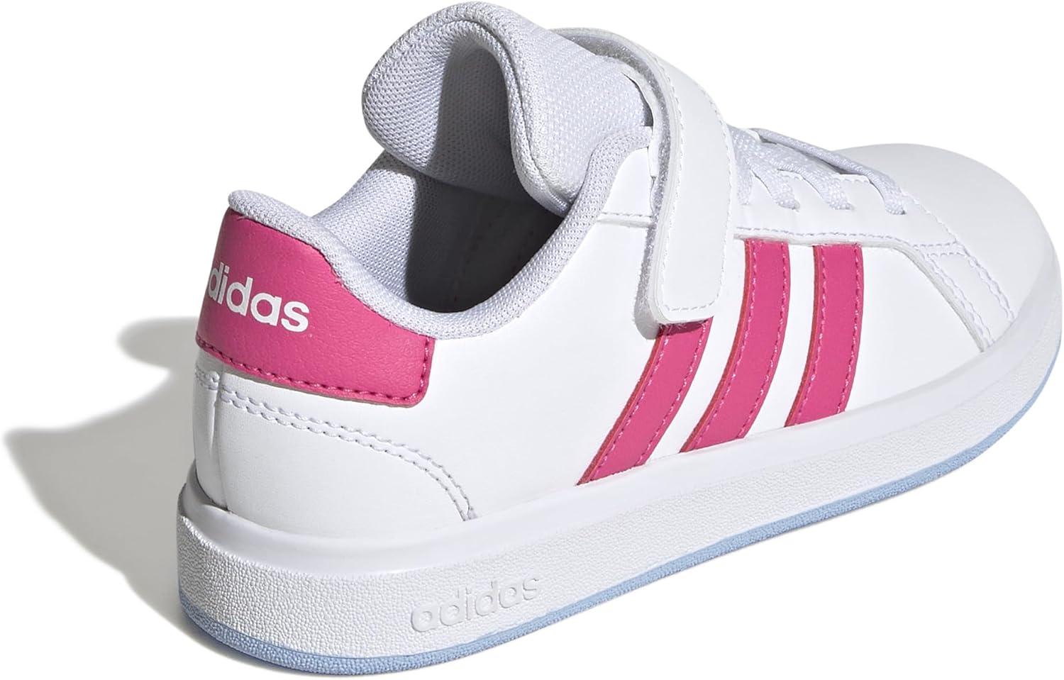 image:imageAdidas UnisexChild Grand Court 20 Elastic Lace amp Strap DiscWhitePulse MagentaBlue