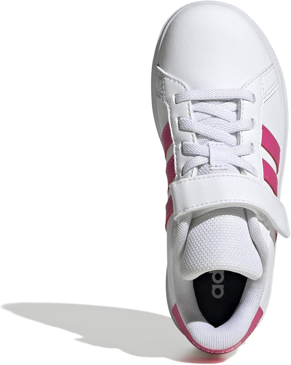 image:imageAdidas UnisexChild Grand Court 20 Elastic Lace amp Strap DiscWhitePulse MagentaBlue