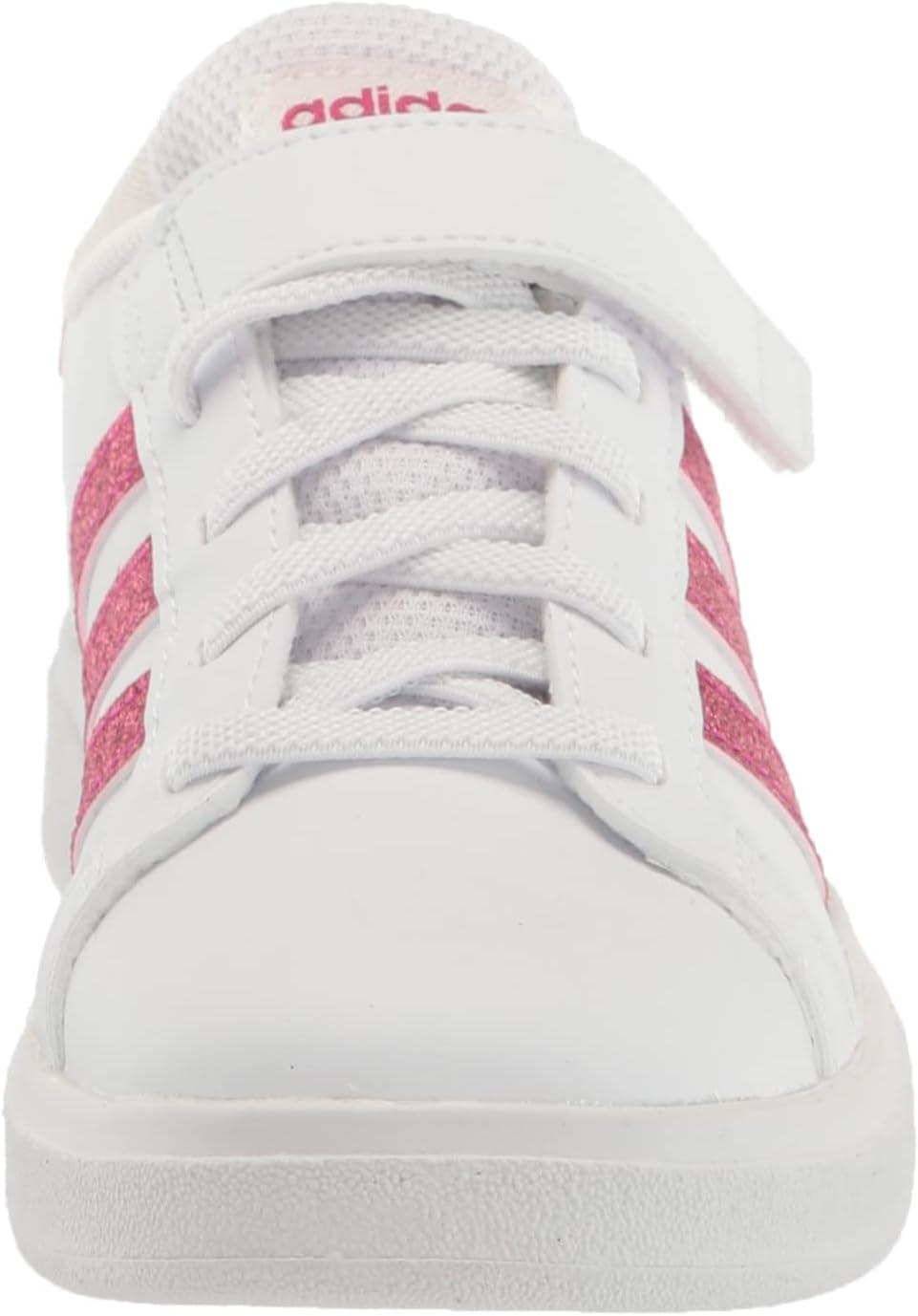 image:imageAdidas UnisexChild Grand Court 20 Elastic Lace amp Strap DiscWhiteTeam Real MagentaWhite