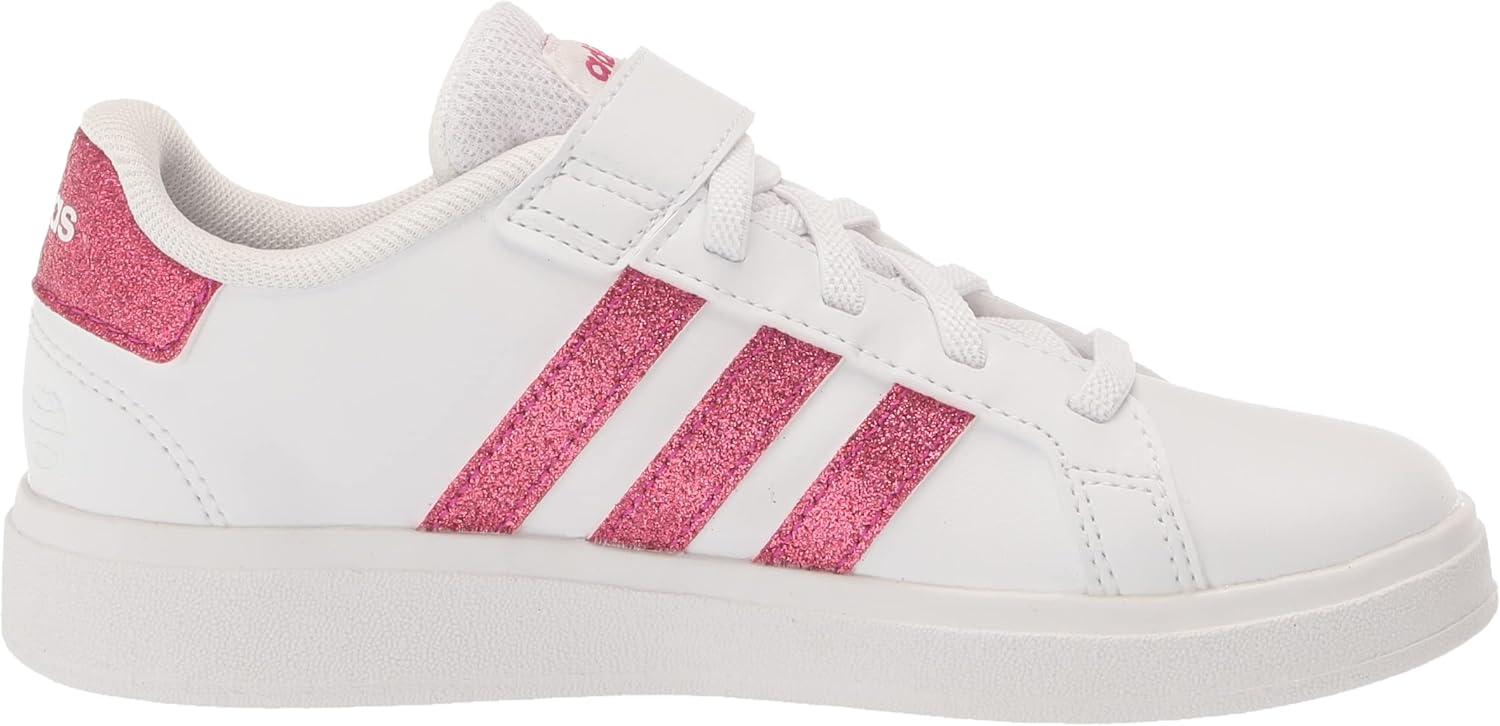 image:imageAdidas UnisexChild Grand Court 20 Elastic Lace amp Strap DiscWhiteTeam Real MagentaWhite