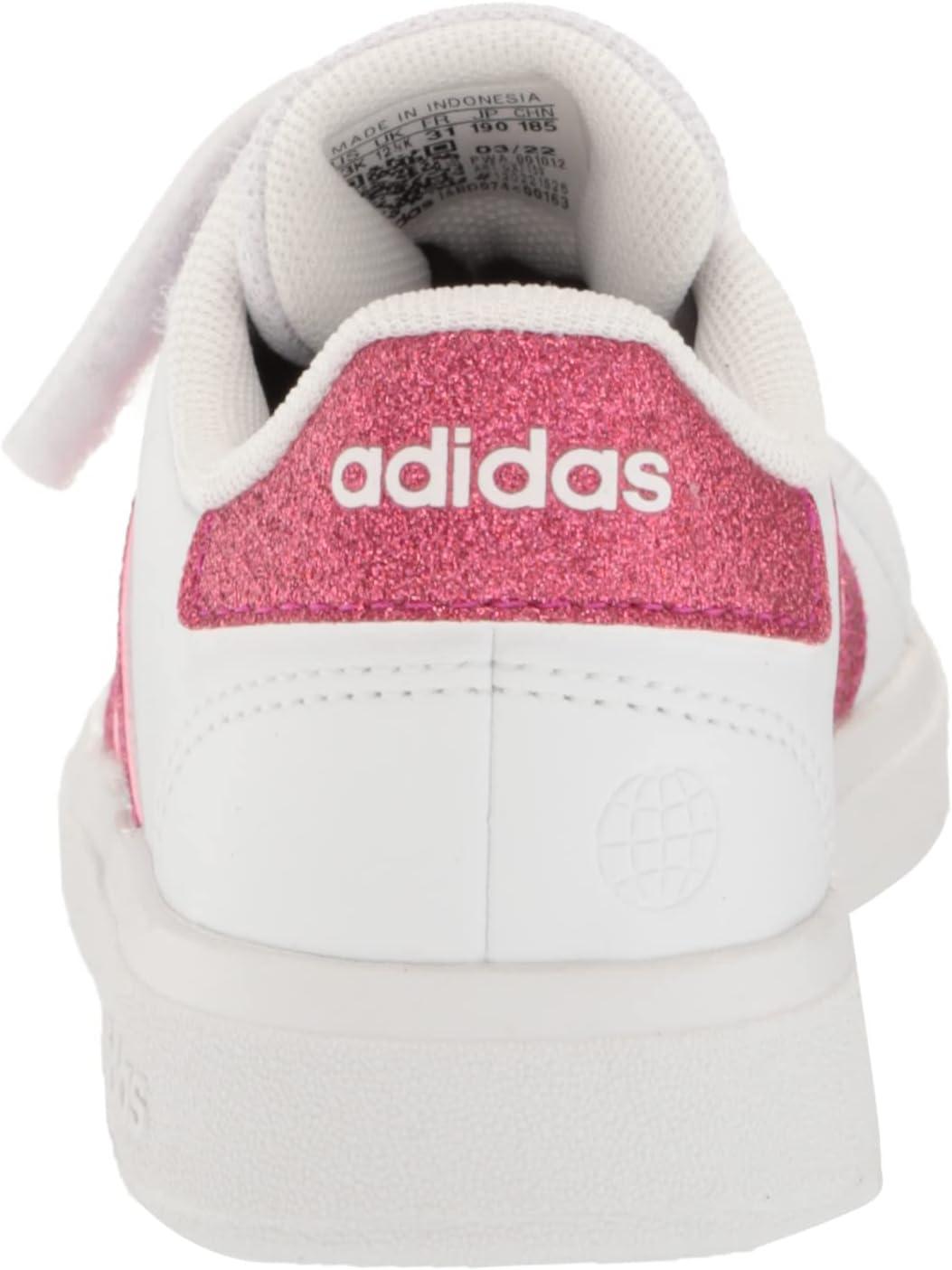 image:imageAdidas UnisexChild Grand Court 20 Elastic Lace amp Strap DiscWhiteTeam Real MagentaWhite