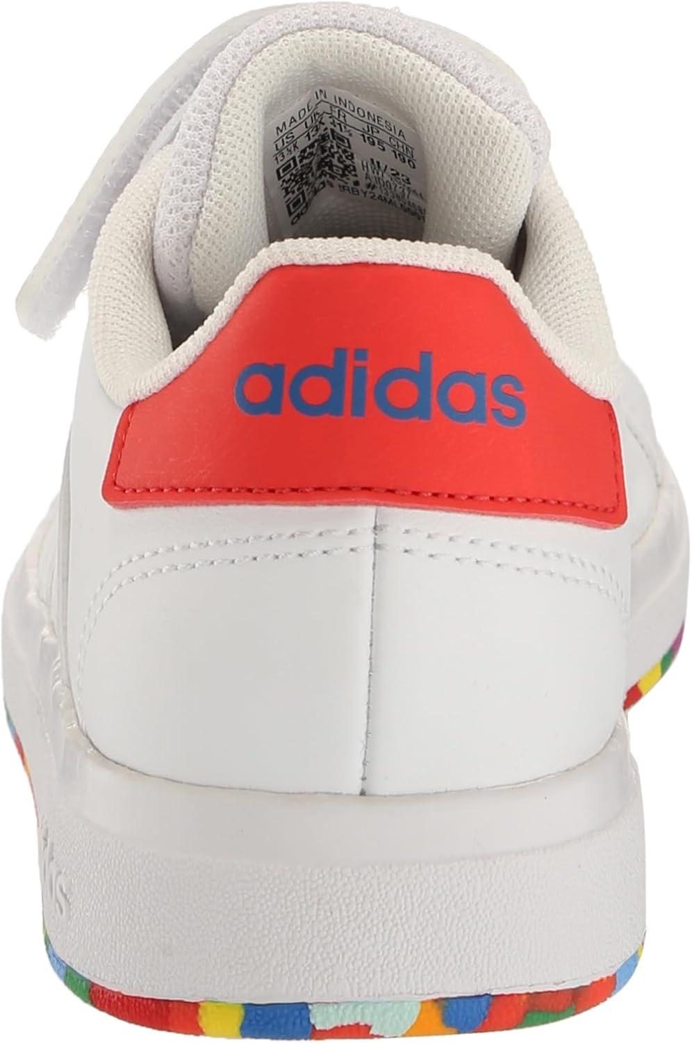image:imageAdidas UnisexChild Grand Court 20 Elastic Lace amp Strap DiscWhiteWhiteBright Red