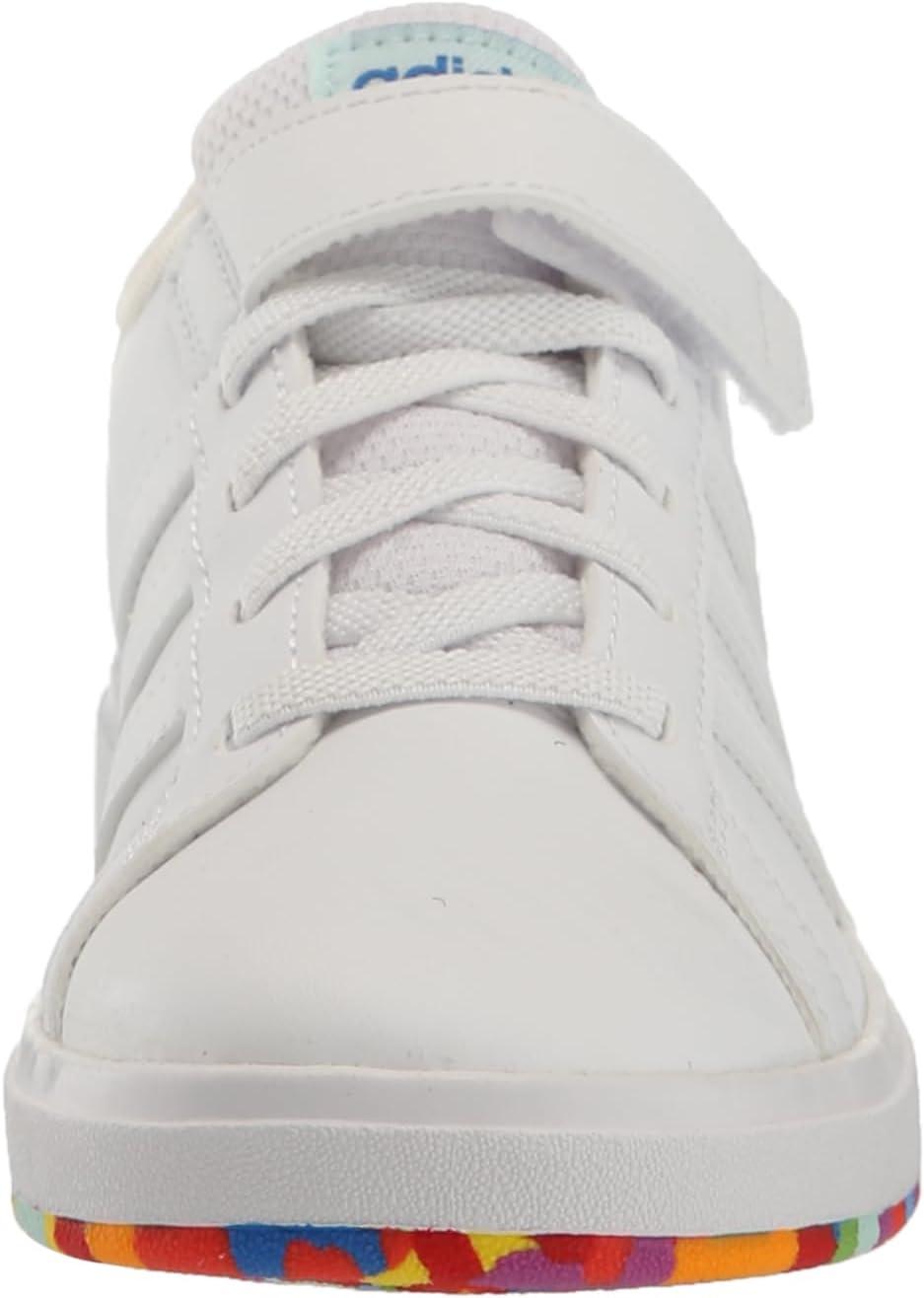 image:imageAdidas UnisexChild Grand Court 20 Elastic Lace amp Strap DiscWhiteWhiteBright Red