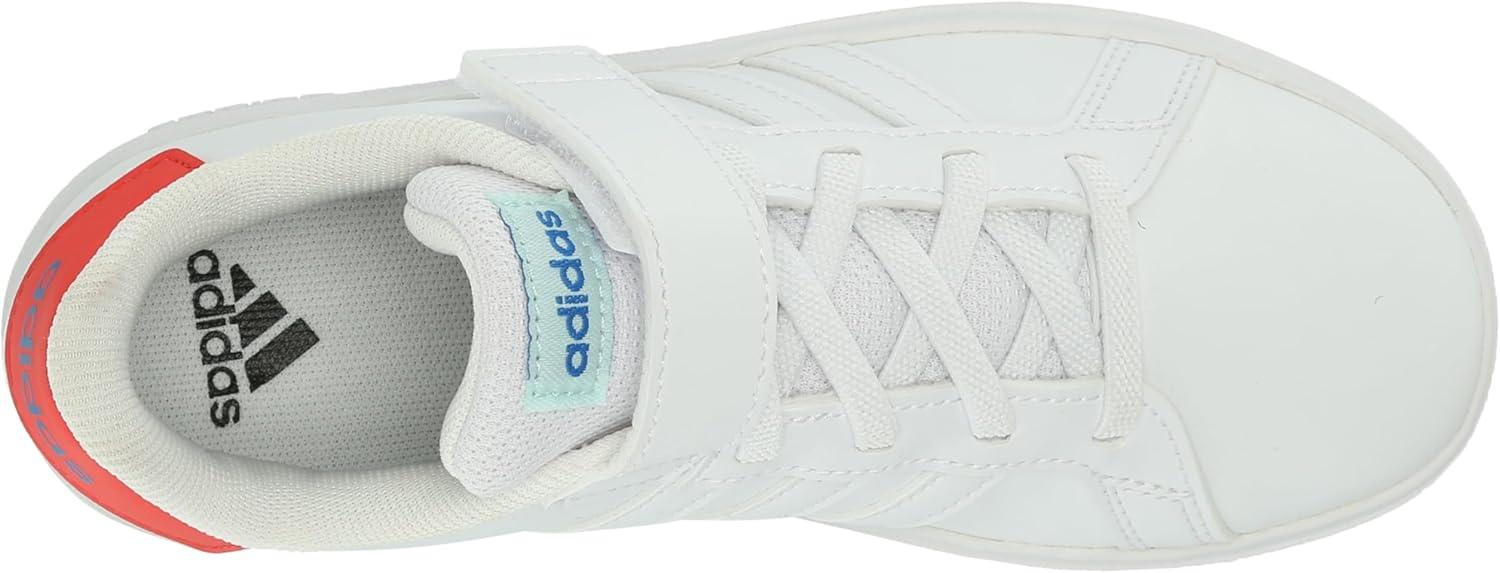 image:imageAdidas UnisexChild Grand Court 20 Elastic Lace amp Strap DiscWhiteWhiteBright Red