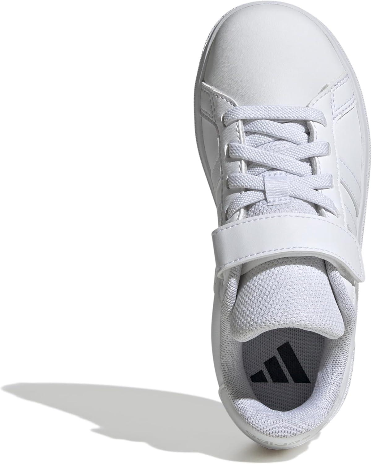 image:imageAdidas UnisexChild Grand Court 20 Elastic Lace amp Strap DiscWhiteWhiteGrey