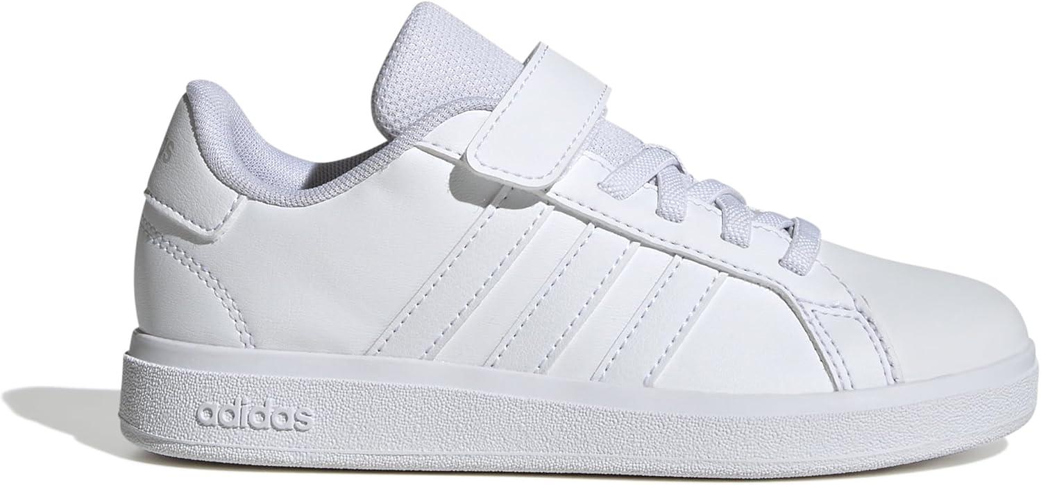 image:imageAdidas UnisexChild Grand Court 20 Elastic Lace amp Strap DiscWhiteWhiteGrey