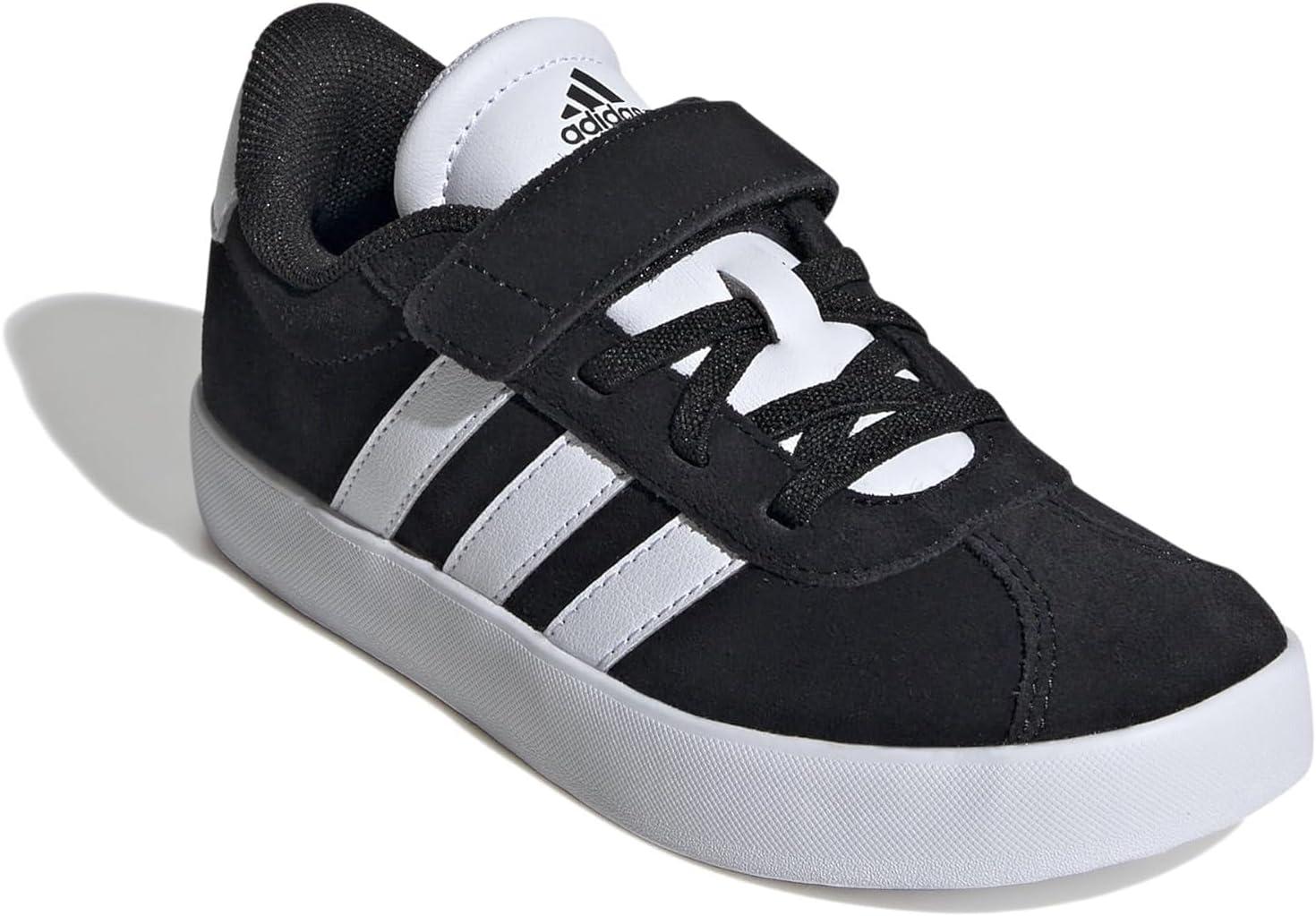 image:imageAdidas UnisexChild Vl Court 30 Elastic Lace amp StrapBlackBlackWhite
