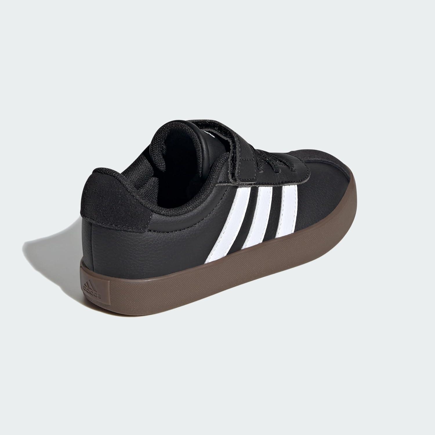 image:imageAdidas UnisexChild Vl Court 30 Elastic Lace amp StrapBlackWhiteBlack