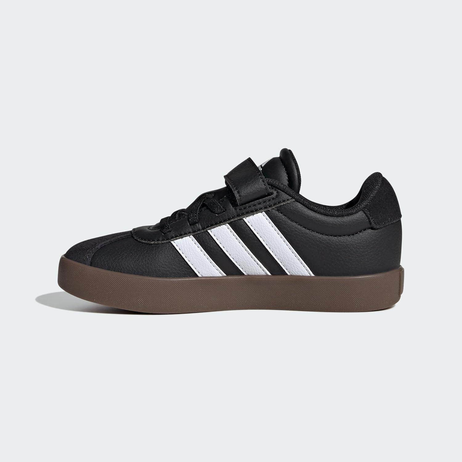 image:imageAdidas UnisexChild Vl Court 30 Elastic Lace amp StrapBlackWhiteBlack
