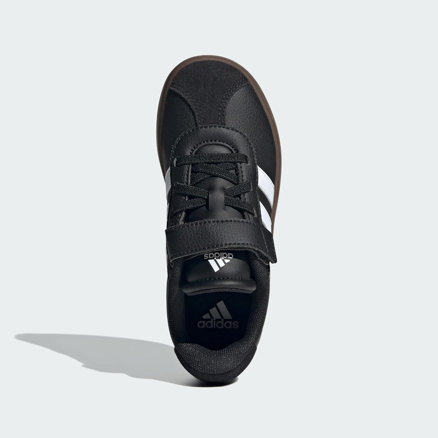 image:imageAdidas UnisexChild Vl Court 30 Elastic Lace amp StrapBlackWhiteBlack