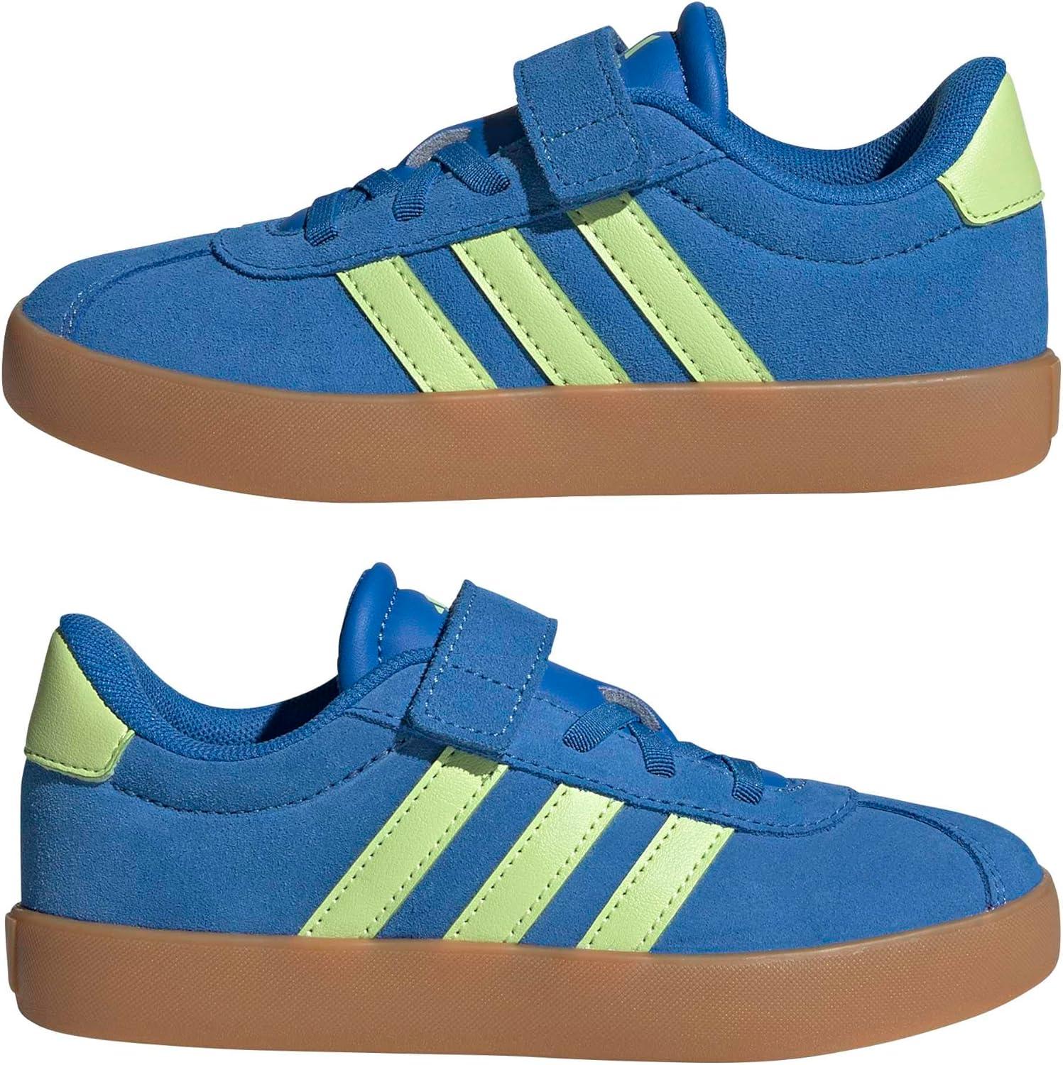 image:imageAdidas UnisexChild Vl Court 30 Elastic Lace amp StrapBright RoyalPulse LimeGum