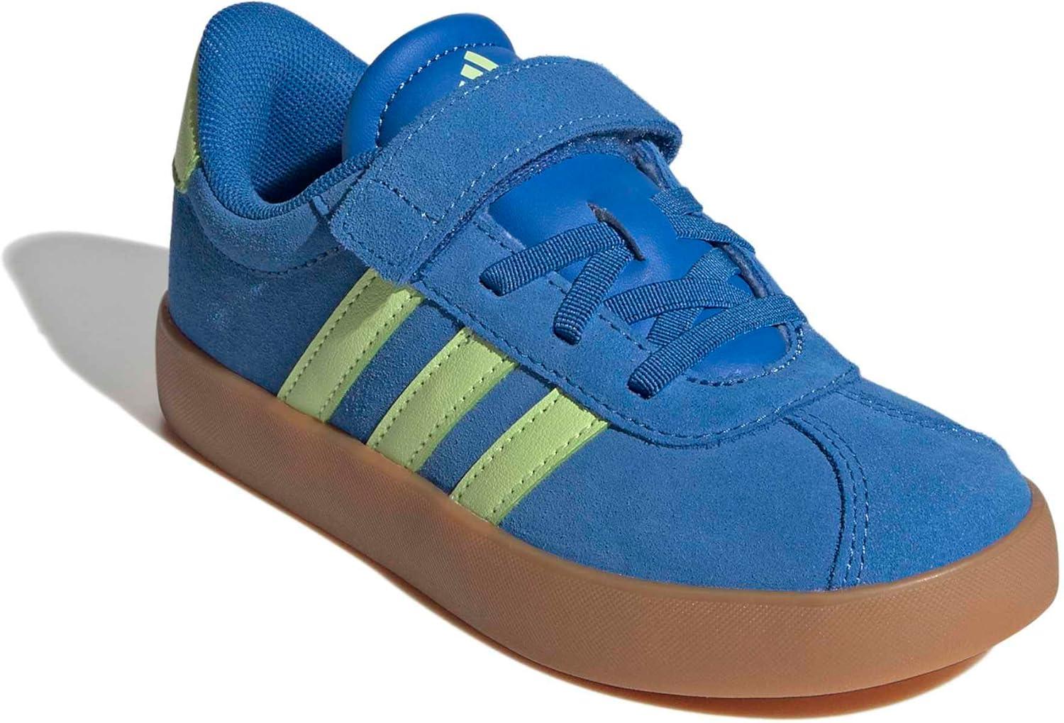 image:imageAdidas UnisexChild Vl Court 30 Elastic Lace amp StrapBright RoyalPulse LimeGum