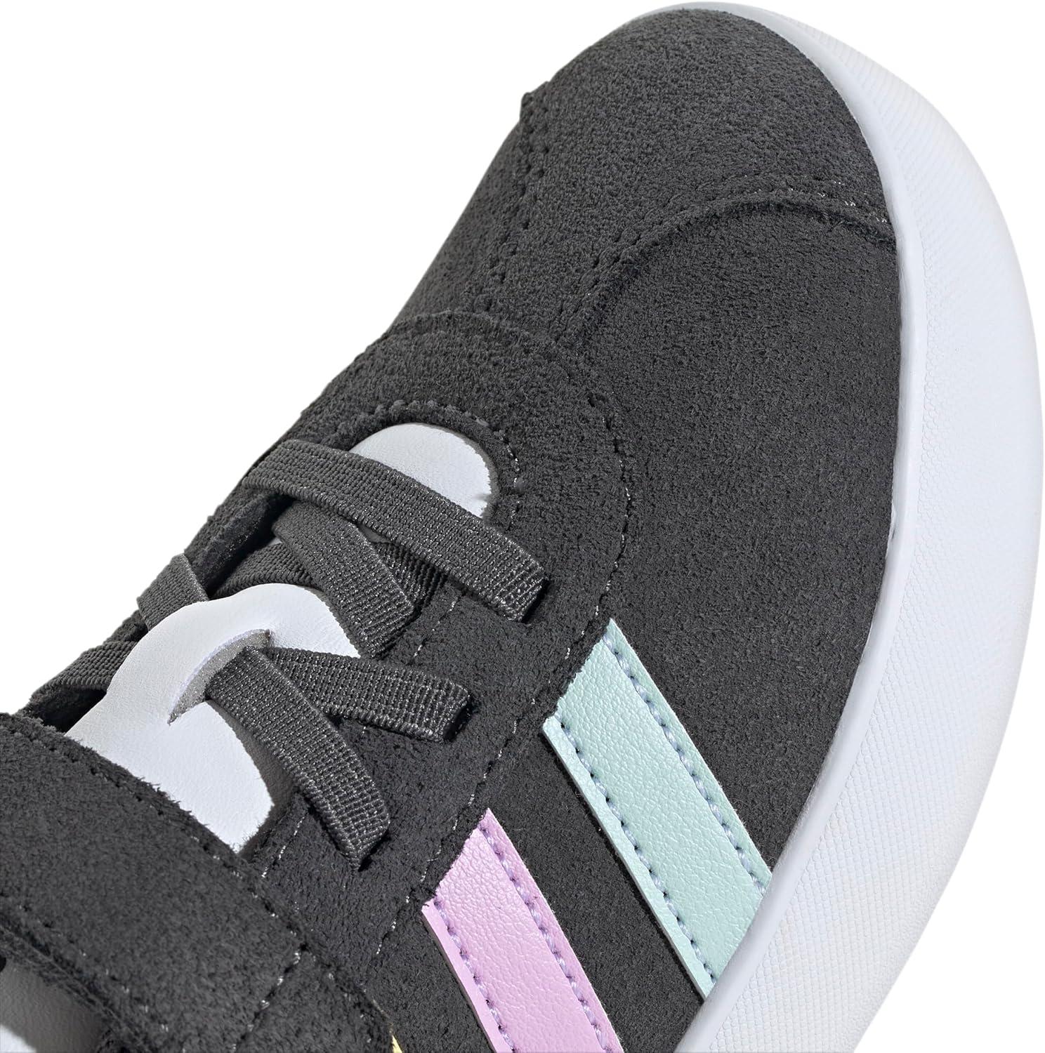 image:imageAdidas UnisexChild Vl Court 30 Elastic Lace amp StrapGreyHalo MintBliss Lilac