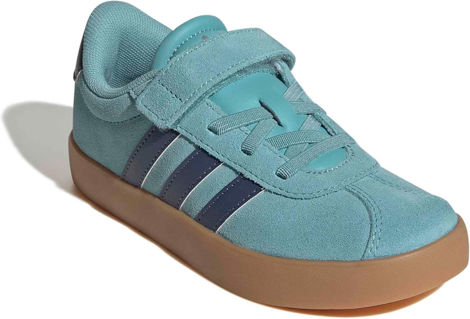 image:imageAdidas UnisexChild Vl Court 30 Elastic Lace amp StrapMint TonPreloved InkSilver Metallic