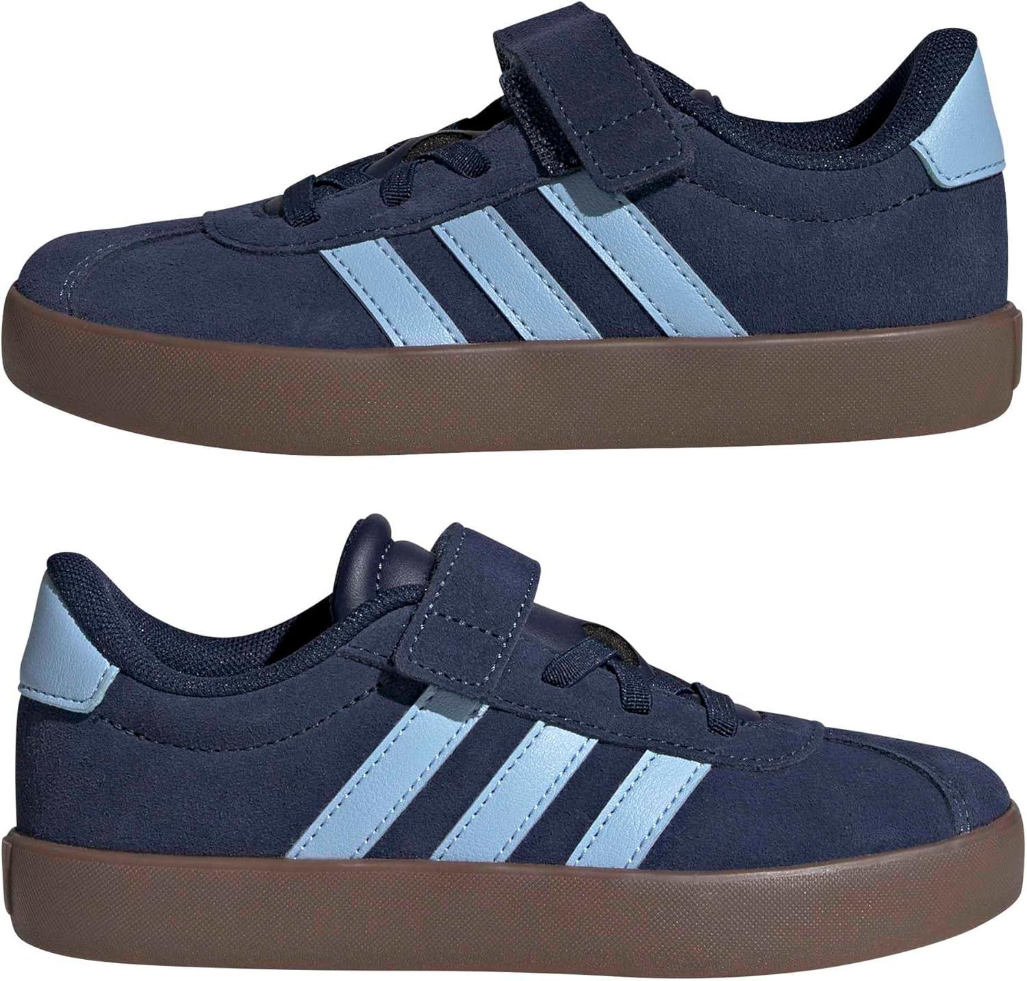 image:imageAdidas UnisexChild Vl Court 30 Elastic Lace amp StrapNight IndigoClear SkyGum