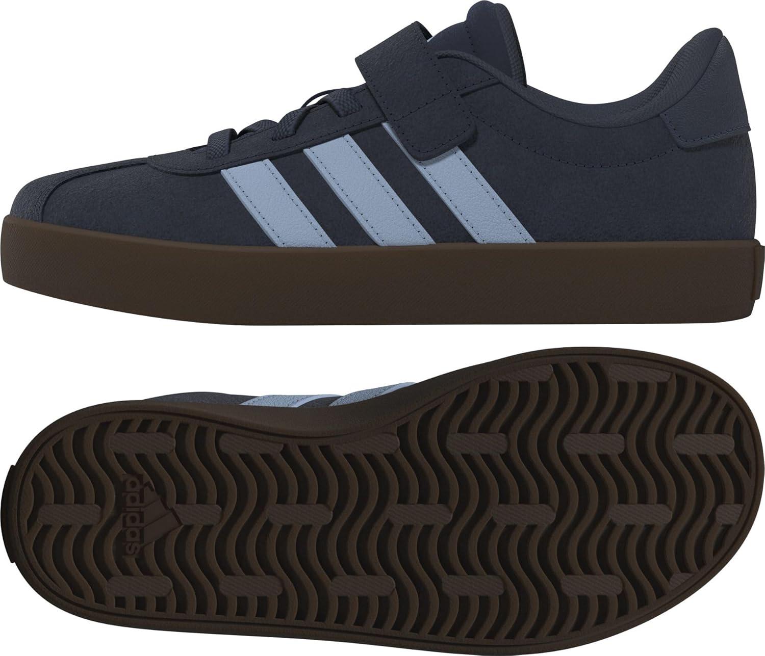 image:imageAdidas UnisexChild Vl Court 30 Elastic Lace amp StrapNight IndigoClear SkyGum