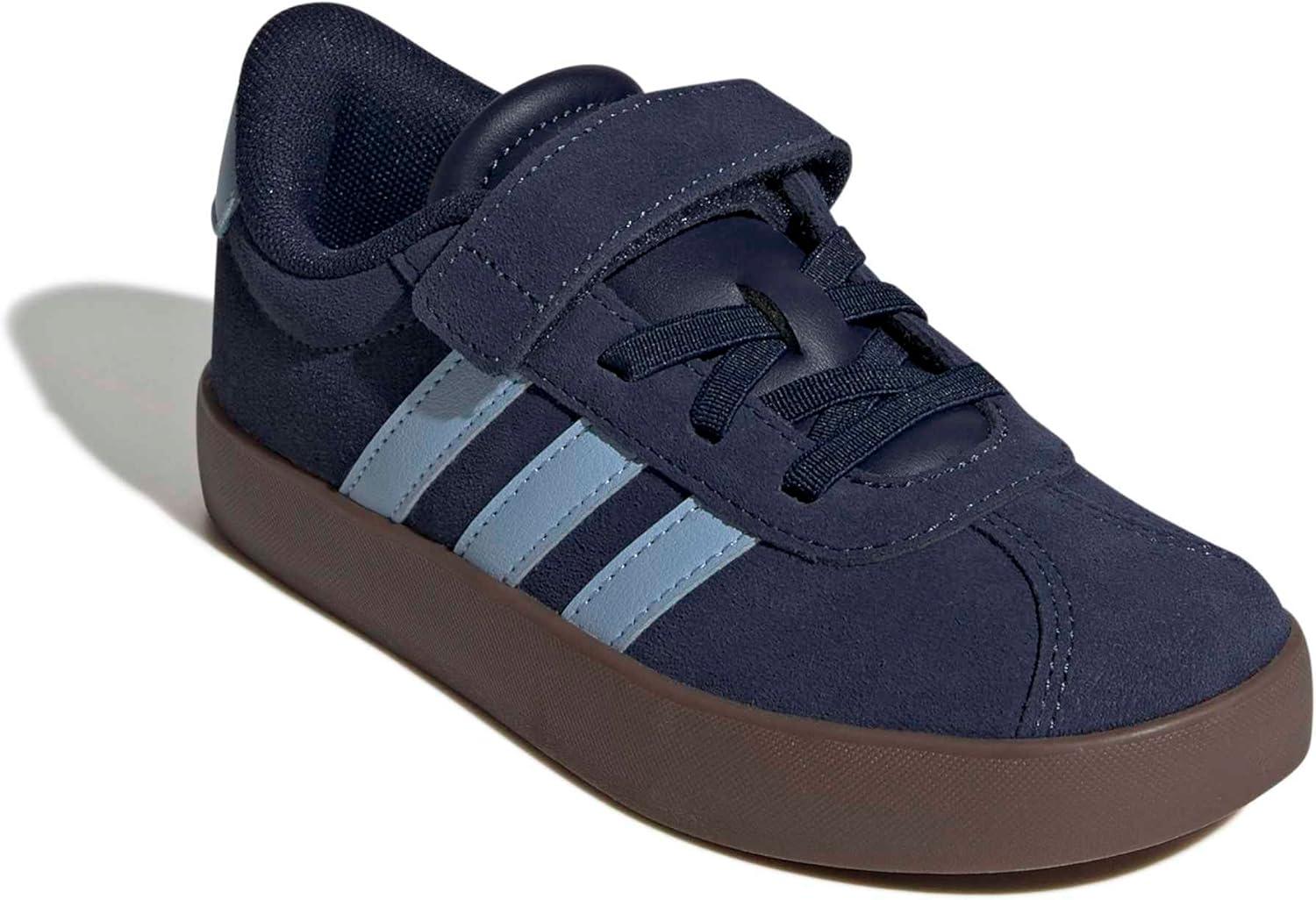 image:imageAdidas UnisexChild Vl Court 30 Elastic Lace amp StrapNight IndigoClear SkyGum
