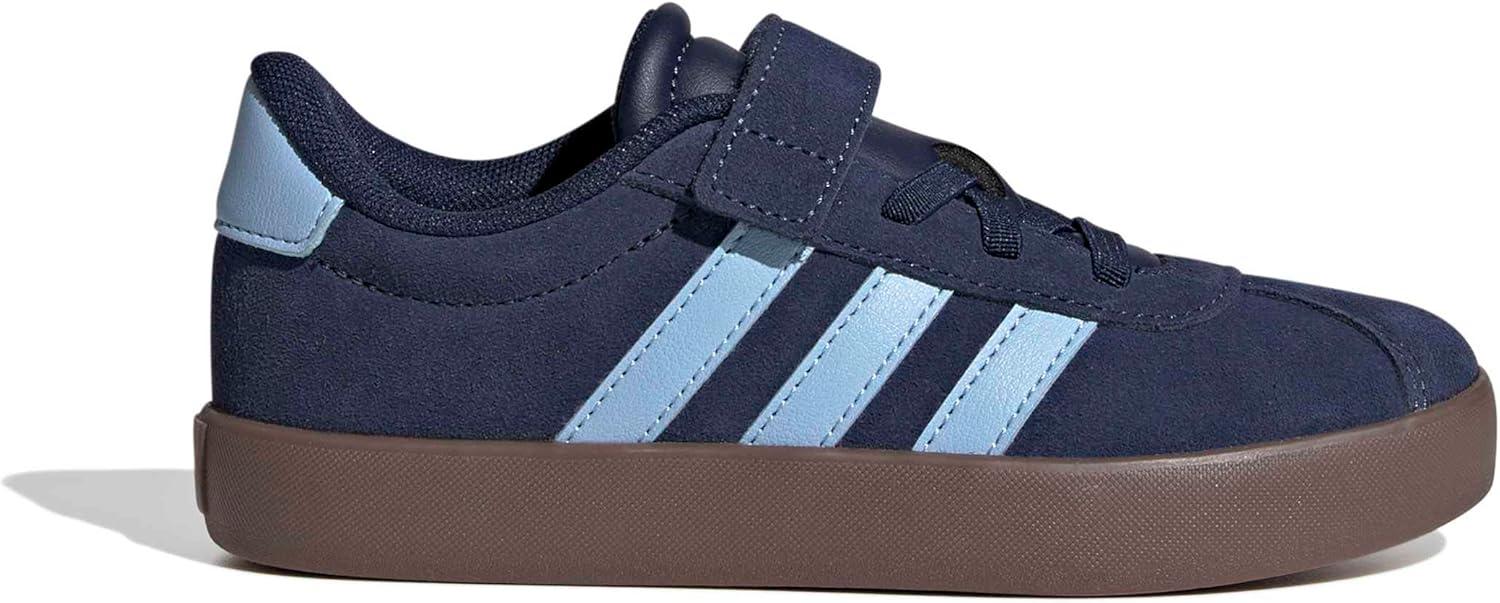 image:imageAdidas UnisexChild Vl Court 30 Elastic Lace amp StrapNight IndigoClear SkyGum