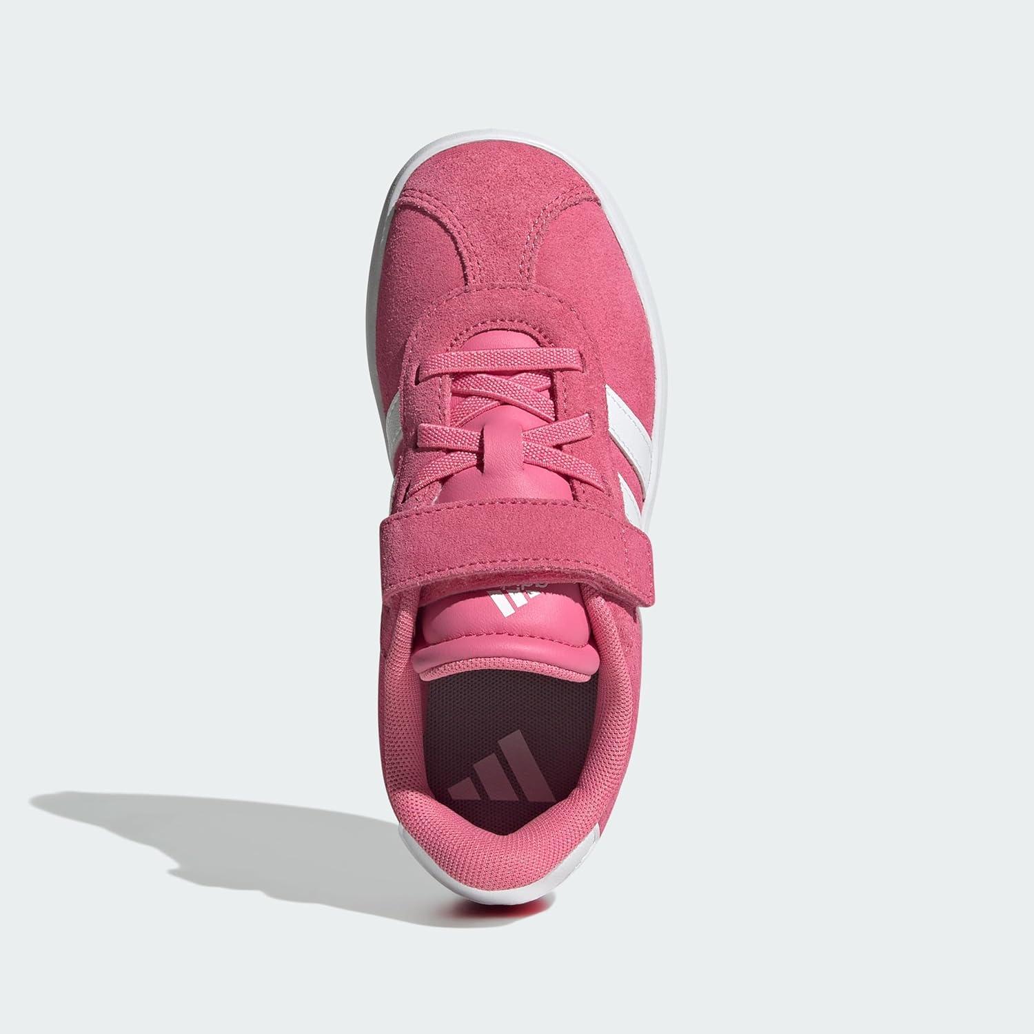 image:imageAdidas UnisexChild Vl Court 30 Elastic Lace amp StrapPink FusionWhiteGrey
