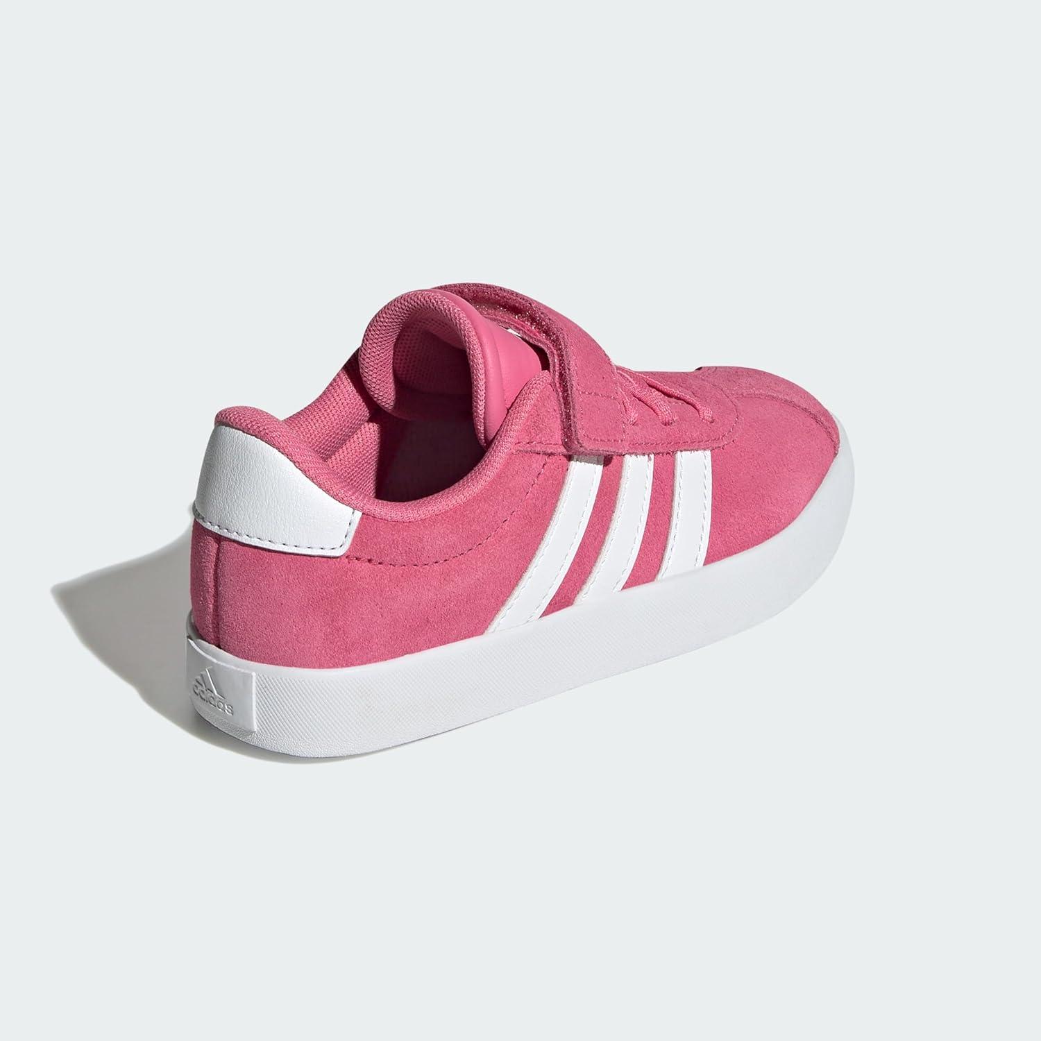 image:imageAdidas UnisexChild Vl Court 30 Elastic Lace amp StrapPink FusionWhiteGrey