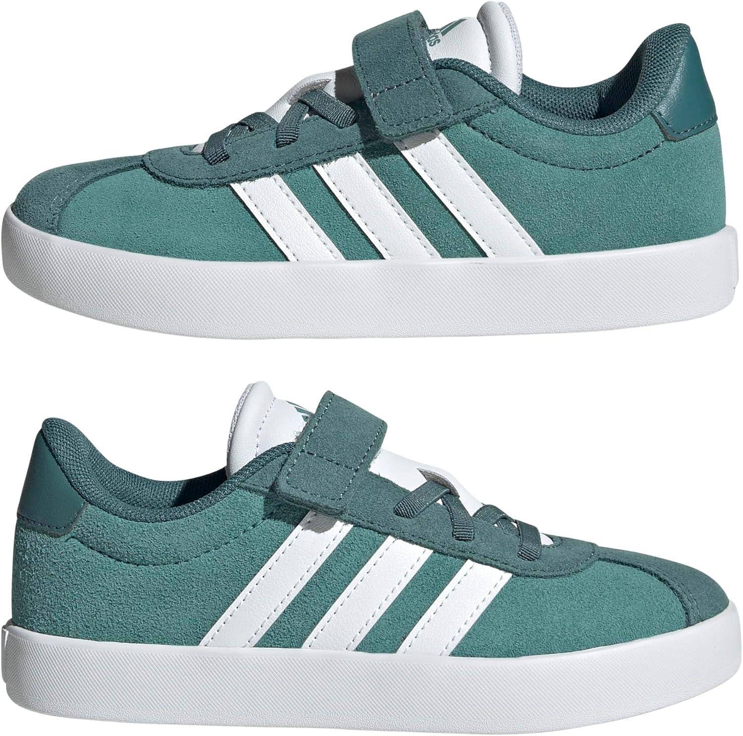 image:imageAdidas UnisexChild Vl Court 30 Elastic Lace amp StrapPowder TealWhitePreloved Teal