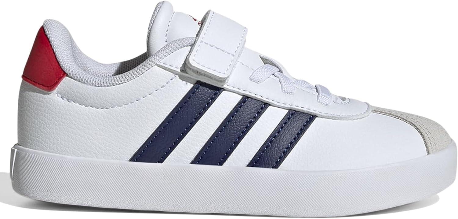 image:imageAdidas UnisexChild Vl Court 30 Elastic Lace amp StrapWhiteDark BlueBetter Scarlet