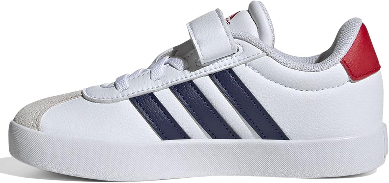 image:imageAdidas UnisexChild Vl Court 30 Elastic Lace amp StrapWhiteDark BlueBetter Scarlet