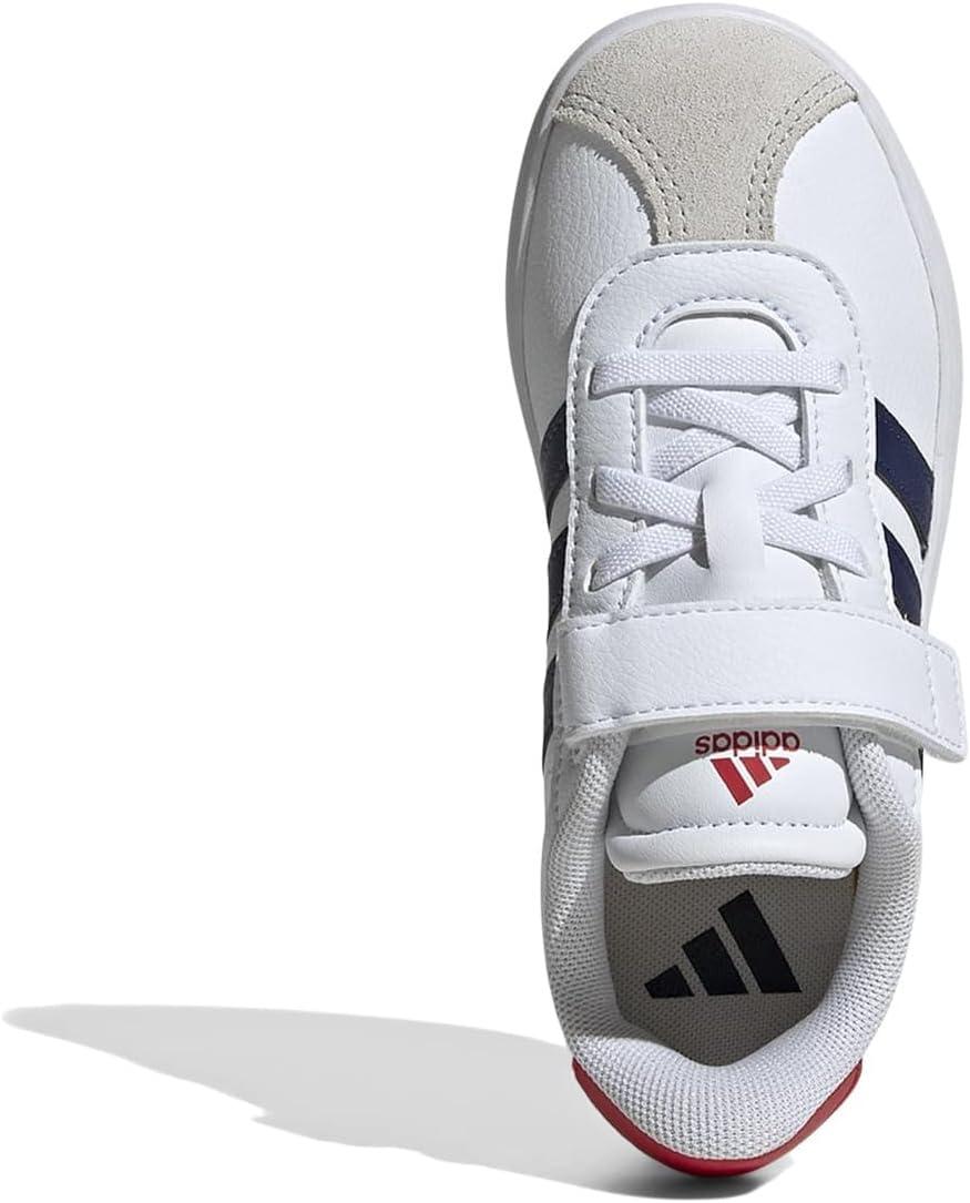 image:imageAdidas UnisexChild Vl Court 30 Elastic Lace amp StrapWhiteDark BlueBetter Scarlet